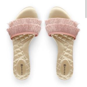 Birdies Sandals Sz 10 The Sparrow Flat Slip On Shoes Bridal Pink Fringe 611